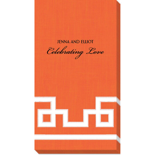 Orange Greek Key Caspari Guest Towels